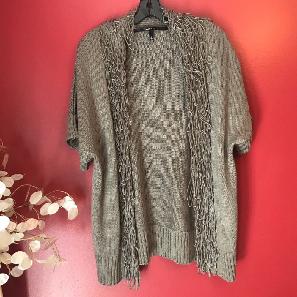 mac and jac short sleeve fring cardigan